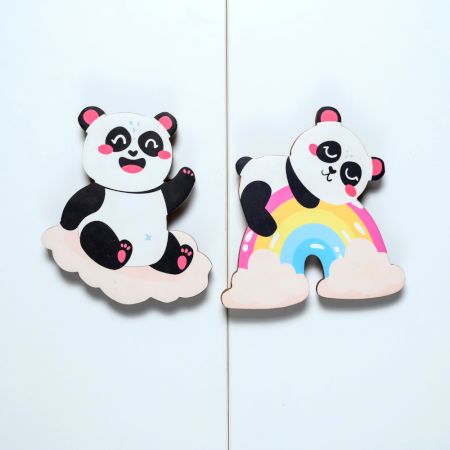 Handcrafted Acacia Wood Panda Sky Handle Pair